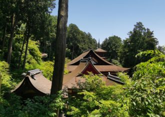 琵琶湖を見下ろす急峻な地に建つ長命寺の建築