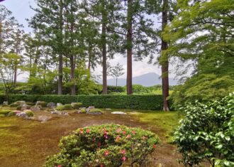 京都　圓通寺の比叡山借景　樹木の管理で変わる見え方