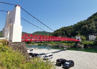 日本最古の近代つり橋ー美濃橋　そして美しい美濃笠